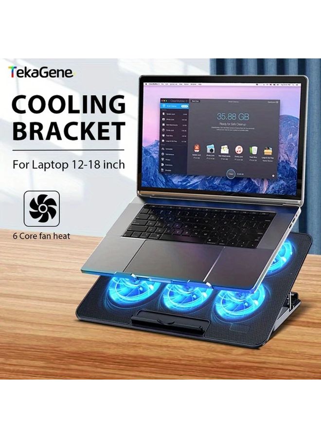 حامل تبريد كمبيوتر محمول قابل للتعديل مع منفذي USB لأجهزة الكمبيوتر المحمولة من 12 إلى 18 بوصة - Image 1